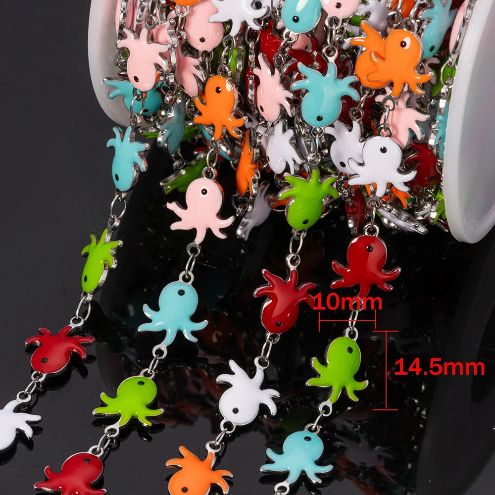 1Meter Stainless Steels Enamel Ocean Animal Charms Chains for DIY Necklaces Making Jewelry Findings Bracelets Anklet Component
