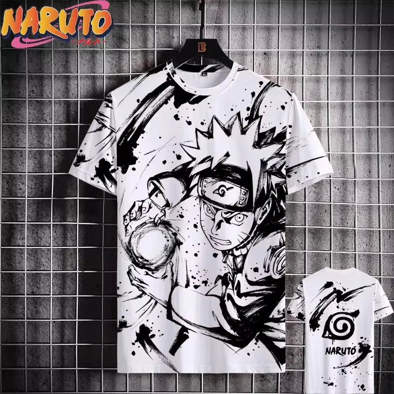 MINISO Naruto Men's T Shirt Japanese Anime 3D Prints Casual Short Sleeve Tees Street Oversized Clothing Fashion Cartoon T-Shirts - Live Store 4U