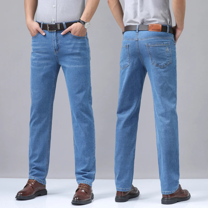 Men's Denim Jeans Thin Summer Straight Business Soft Fashion New High Quality Pants New Arrivals Dropship OL Work Trousers - Live Store 4U