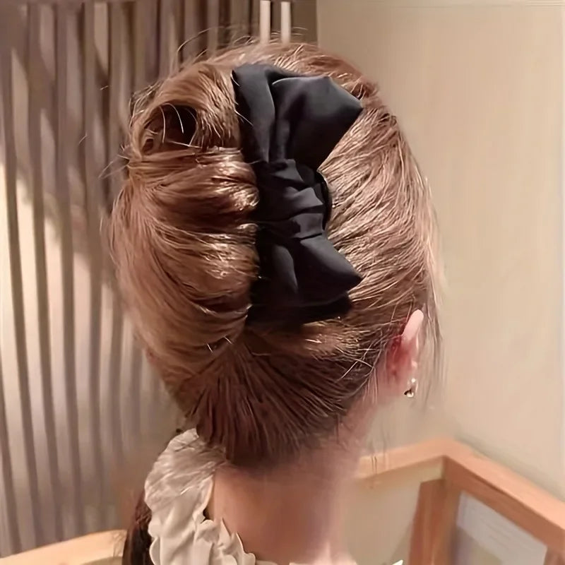1pc Fashion Women's Bow U-shaped Hair Clip Suitable for Girl Daily Wear Accessory Elegant Black Boutique Hairpin Hair Accessory