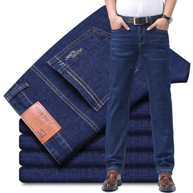 Men's Denim Jeans Thin Summer Straight Business Soft Fashion New High Quality Pants New Arrivals Dropship OL Work Trousers - Live Store 4U