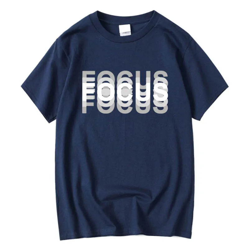 Summer Men's 100% Cotton High Quality Casual Sports Loose Oversized Funny Focus Print Round Neck Short Sleeved T-shirt Tops - Live Store 4U