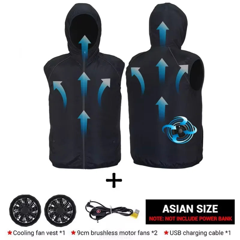 Summer Sport Fan Air Condition Cool Man Woman Travel Ultralight Brand Outdoor Vest Clothes Jacket Sun Windbreaker Fishing Worker - Live Store 4U