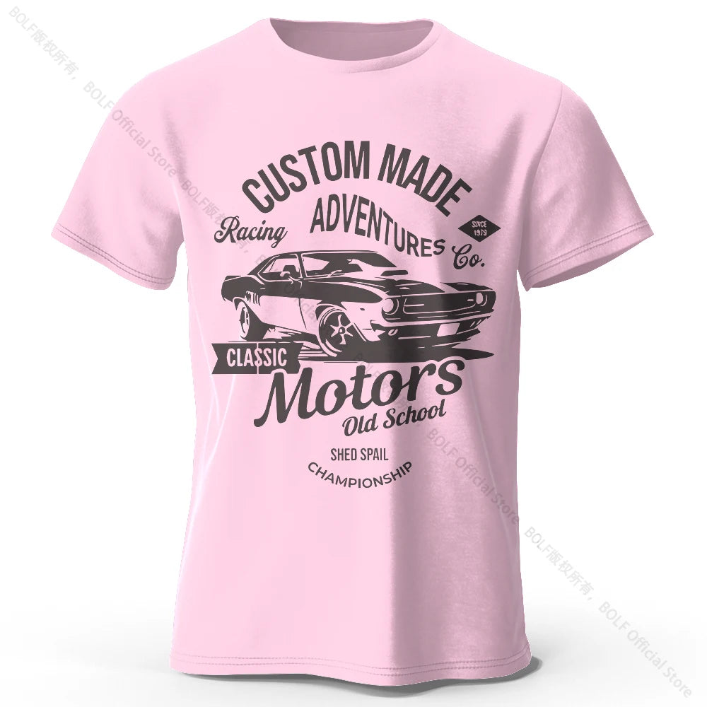 Men's Motors Printed T-Shirt 100% Cotton Oversized Vintage Old School Graphic Tees for Men Women Summer Tops - Live Store 4U