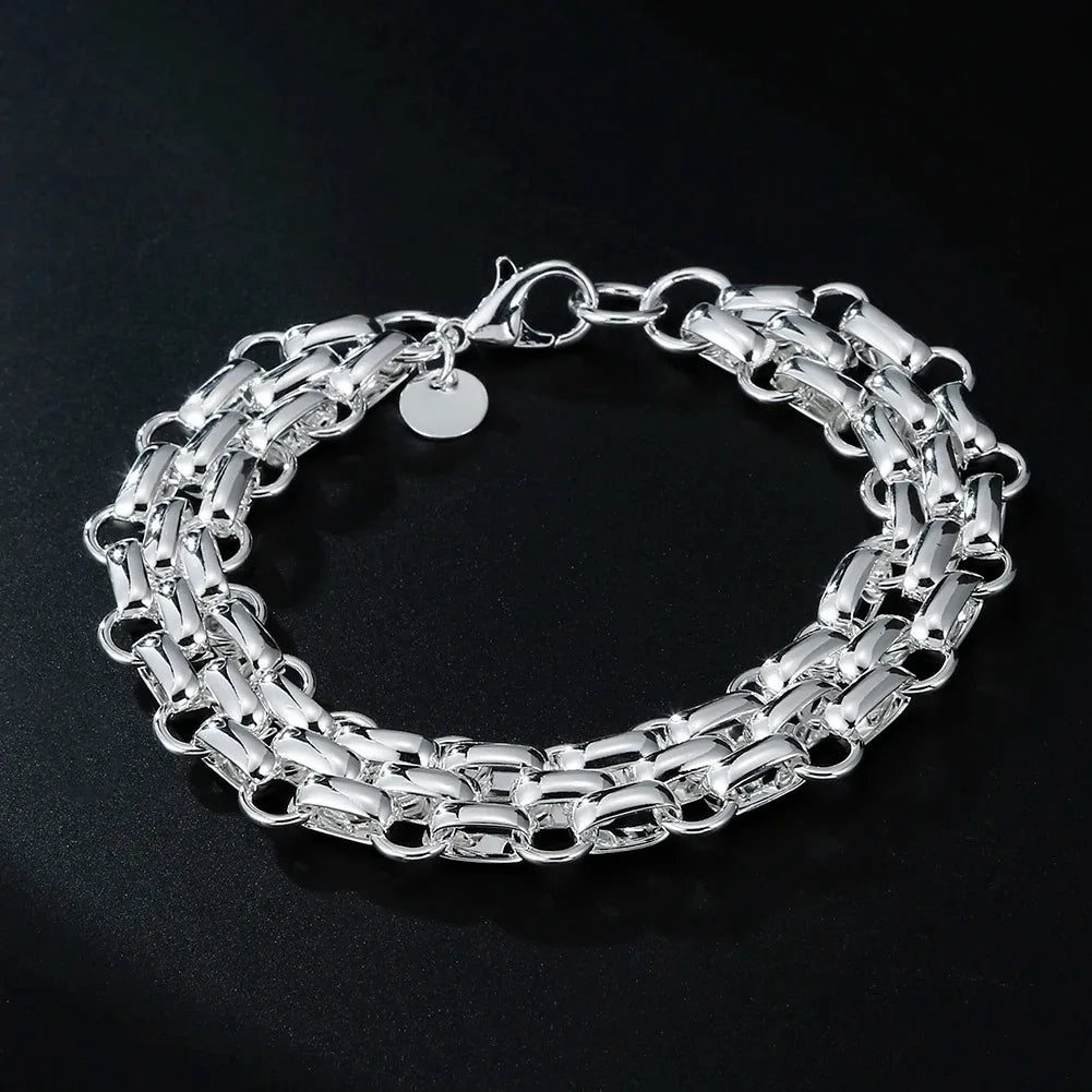 Fine 925 Sterling Silver Noble Nice Chain Solid Bracelet for Women Men Charms Party Gift Wedding Fashion Jewelry Hot Model - Live Store 4U