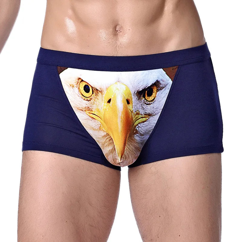 Boxer Men Underpants Modal Men's Wolf Eagle Panties Cartoon Animal Funny Hombre U Pouch Bulge Underwear Men Lingerie Gift