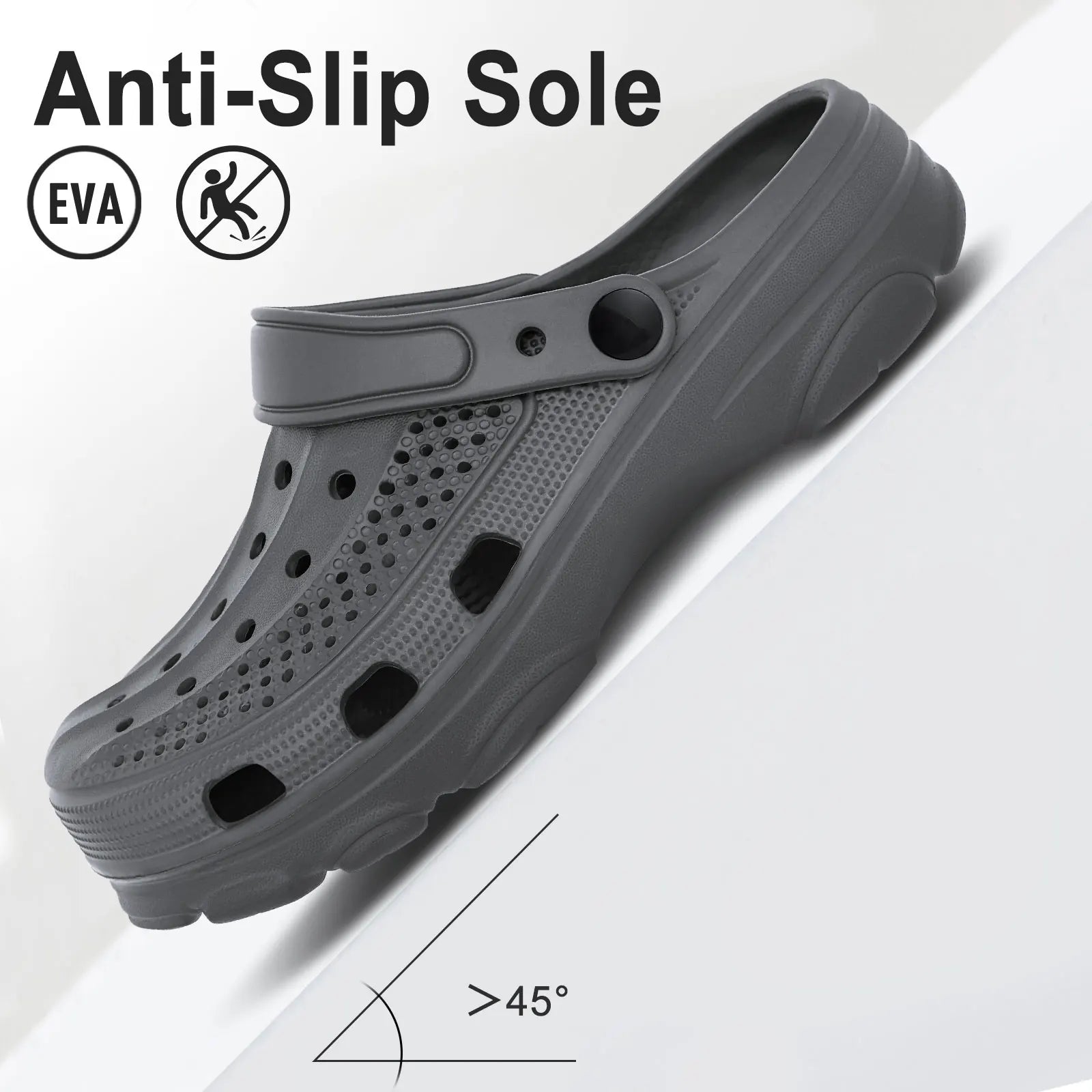 Bebealy Men Hole Clogs Slippers Men Garden Shoes For Men Arch Support Slides Summer Fashion Beach Slippers Non-slip EVA Slippers