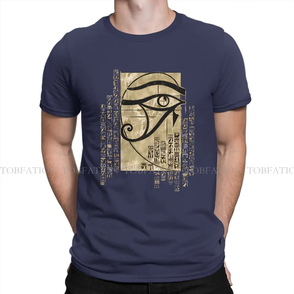 Egyptian Original TShirts Egyptian Eye of Horus Sacred Geometry Ornament Print Men's T Shirt Hipster Tops 6XL