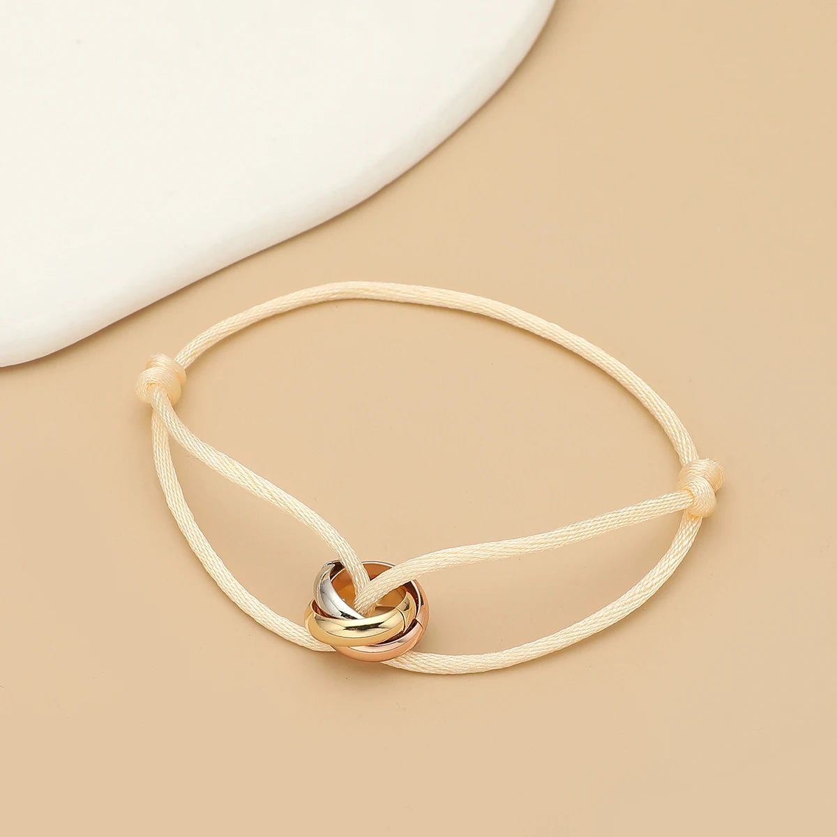 Simple Fashion Unisex Bracelet 3 Metal Round Circle Accessory Adjustable Men's Rope Bracelet for Women Jewelry Gifts - Live Store 4U