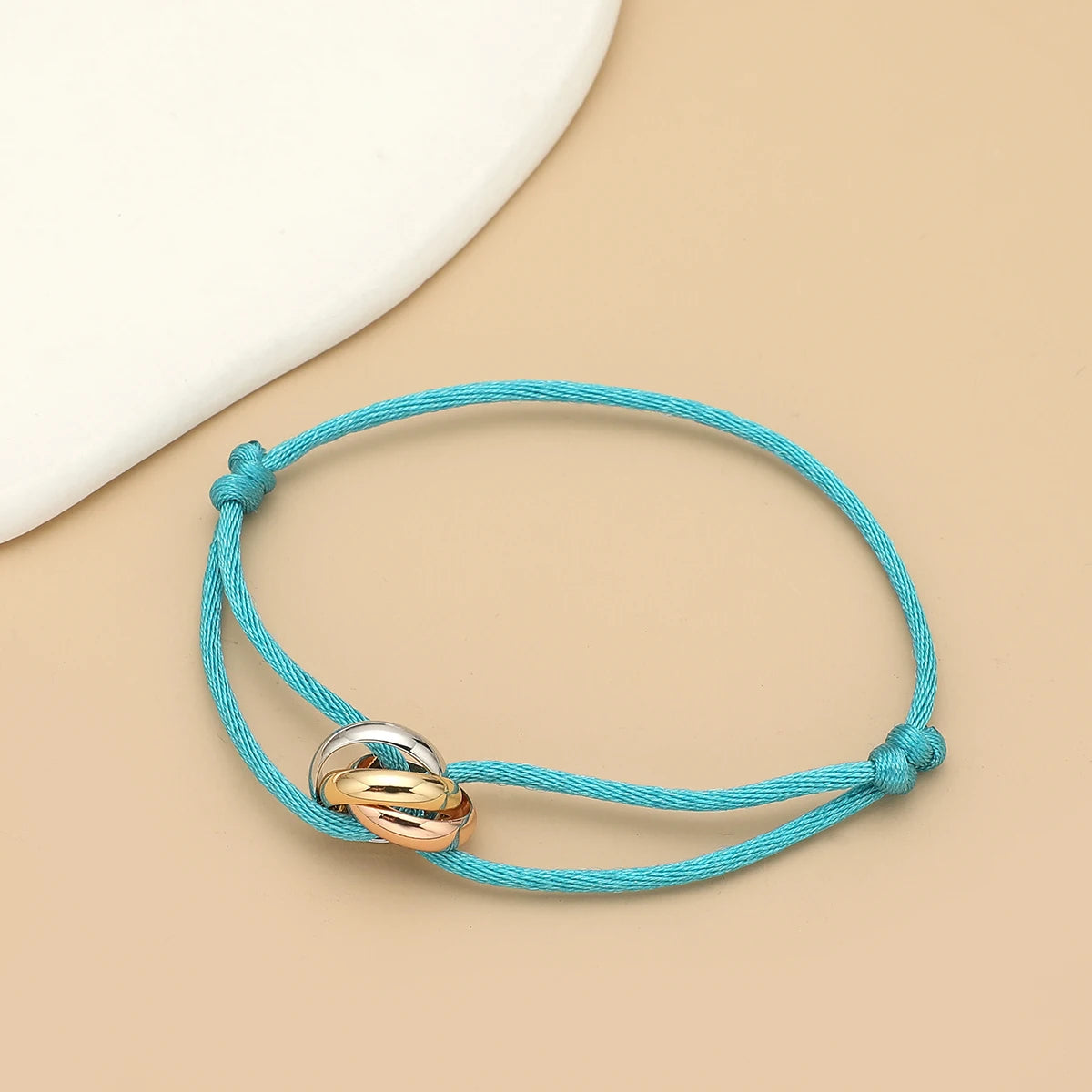 Simple Fashion Unisex Bracelet 3 Metal Round Circle Accessory Adjustable Men's Rope Bracelet for Women Jewelry Gifts - Live Store 4U