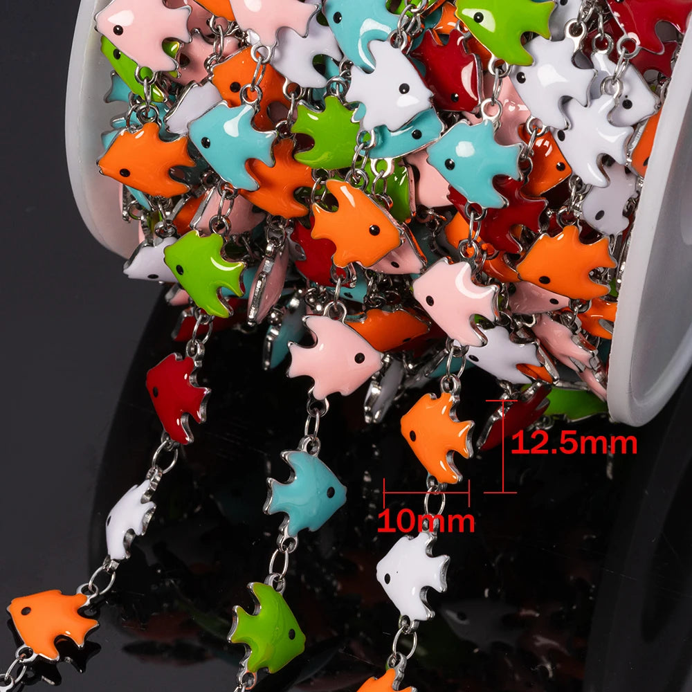 1Meter Stainless Steels Enamel Ocean Animal Charms Chains for DIY Necklaces Making Jewelry Findings Bracelets Anklet Component