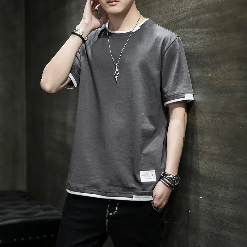 FGKKS 2024 Casual T-shirt For Men Pure Cotton Breathable Fashion Short Sleeve High Quality Design Casual T-shirt For Men