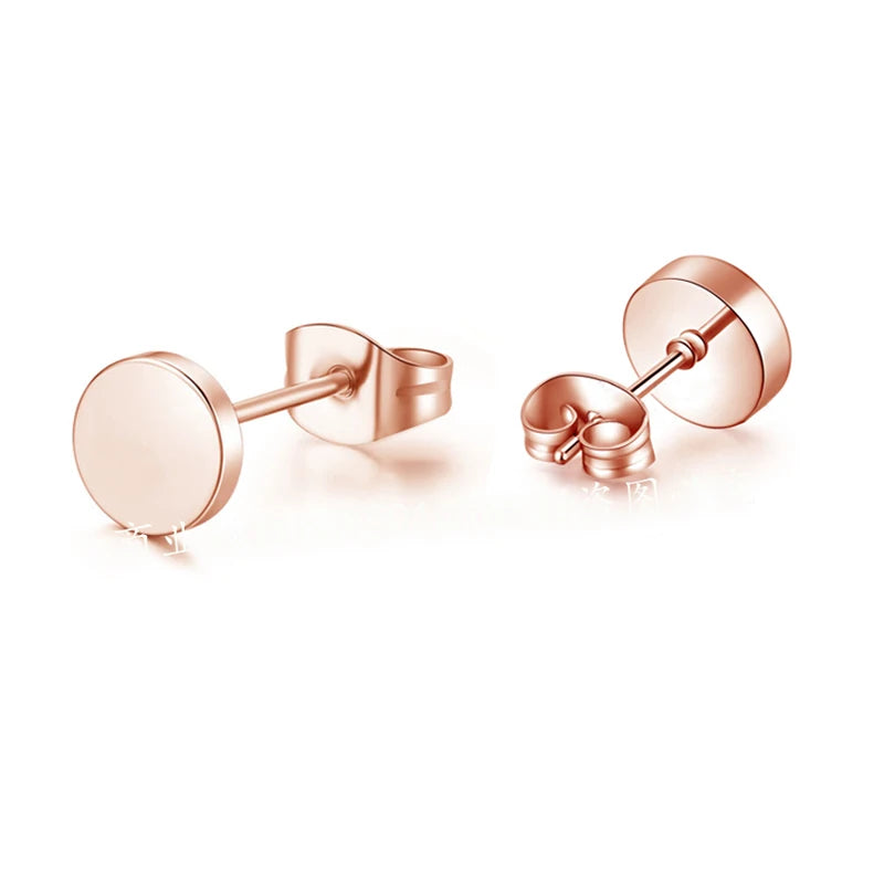 New Titanium Steel Stud Earrings for Men Women Stainless Steel Round Black Punk Ear Studs Best Gift Jewelry Accessories - Live Store 4U