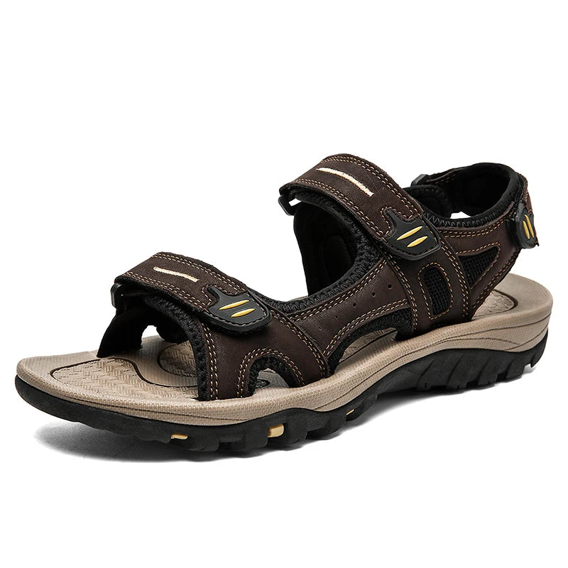 Genuine Leather Men Sandals Summer New Large Size Men Sandals Outdoor Men's Casual Shoes Fashion Sandals Slippers Big Size 38-48