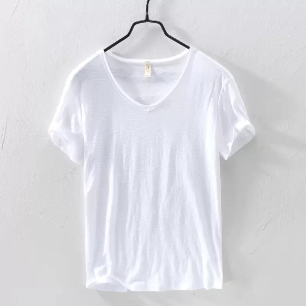 New Mens T Shirt Pure Color V Collar Short Sleeved Tops Tees Men T-Shirt 10colors slim Man T-Shirts Fitness For Male Clothes - Live Store 4U