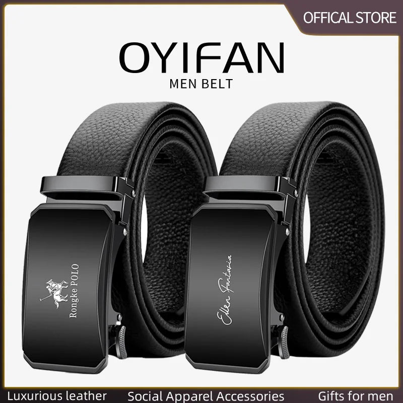 OYIFAN Men Belt Genuine Leather belt for men Alloy buckle ratchet belts Men Designer Belt Automatic belts 벨트 - Live Store 4U
