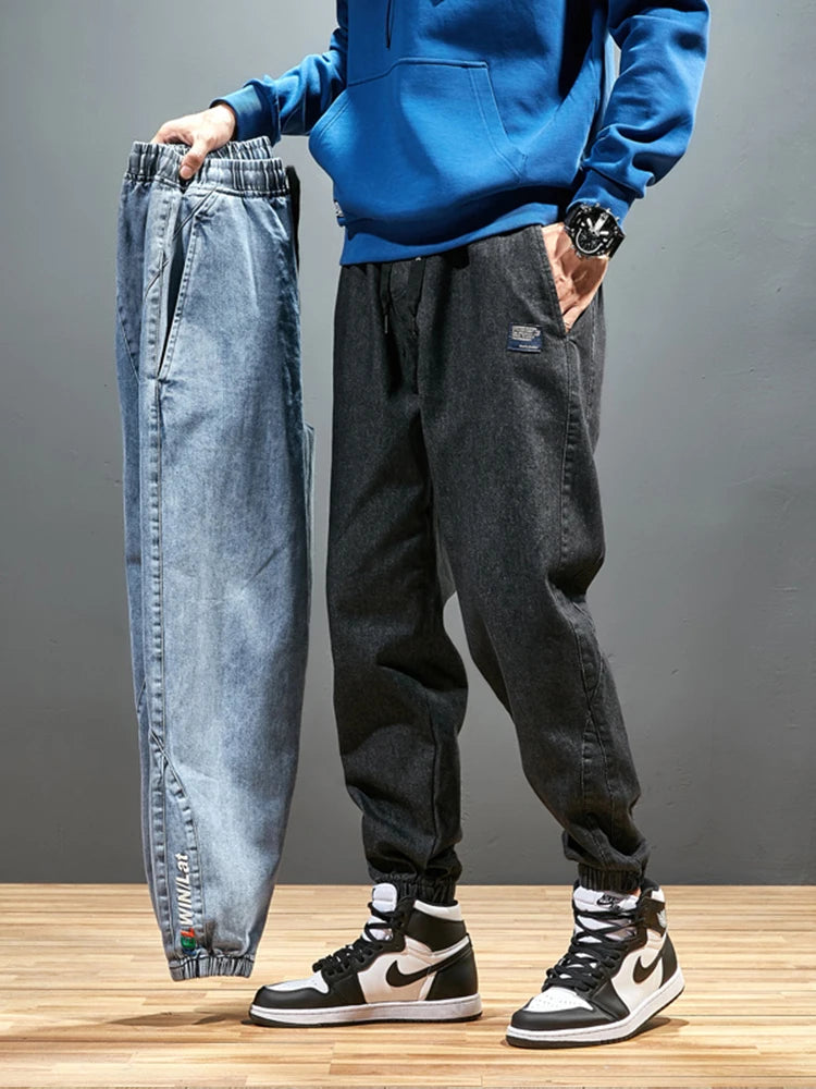Big Size Men's Jogger Jeans 6XL 7XL 8XL Streetwear Black Blue Casual Denim Cargo Pants Stretch Cotton Taper Jeans Baggy Trousers - Live Store 4U