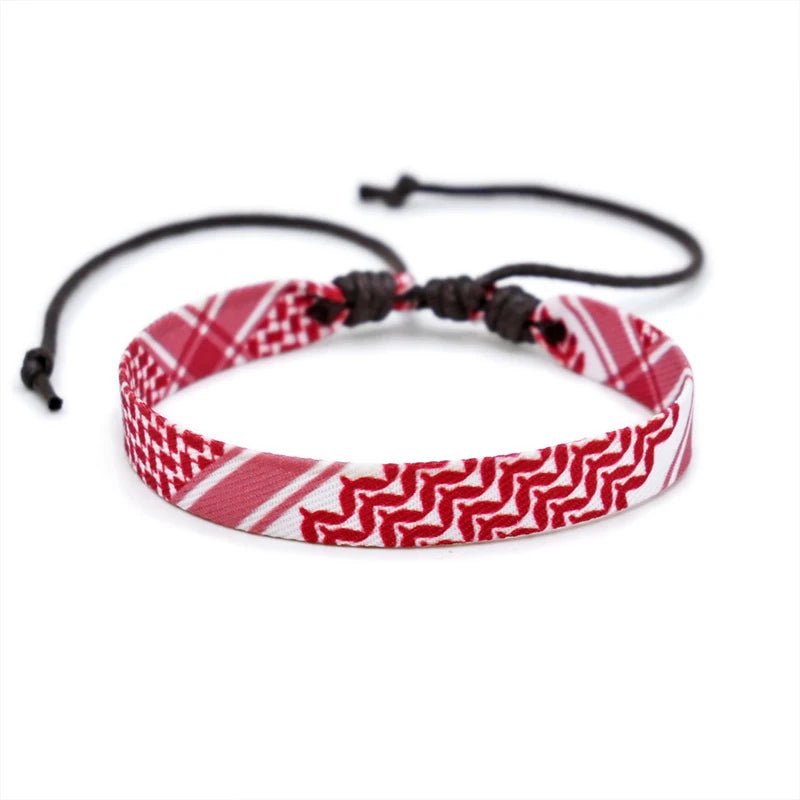Geometric Polka Dot Palestine Bracelet for Men Women Hand Multicolor Weave Arabic Style Gaza Flag Jewelry Accessories