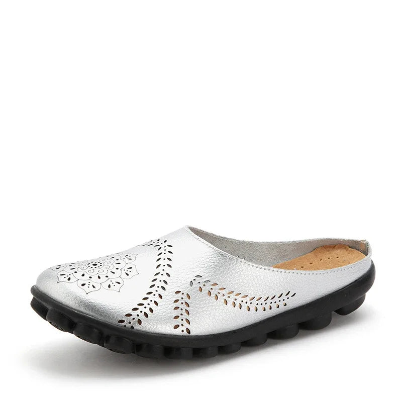 2023 Summer Shoes Woman Genuine Leather Women Flats Hollow Women's Loafers Female Solid Shoe Size 35-44 Sneakers Shoes