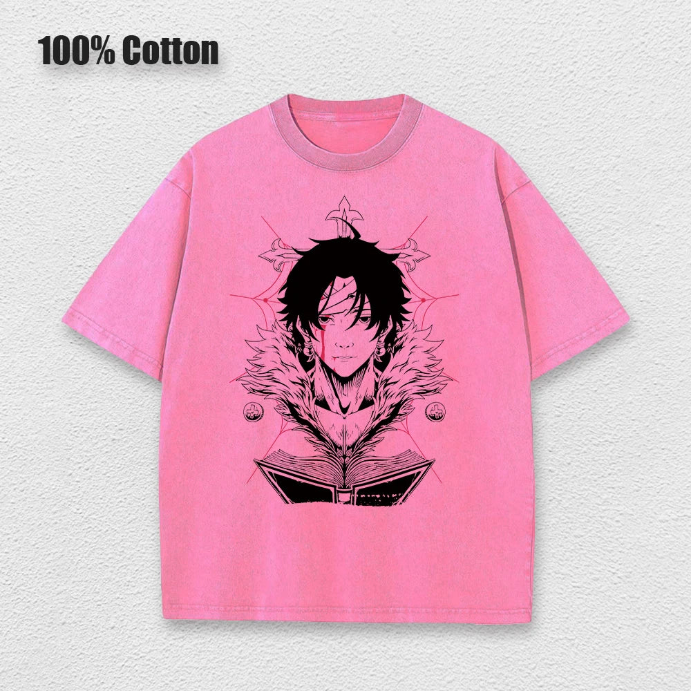 Japanese Anime Hunter X Hunter Print T-shirt Men Washed TShirt Hip Hop Streetwear TShirt Summer Harajuku Acid Cotton Tee Unisex - Live Store 4U