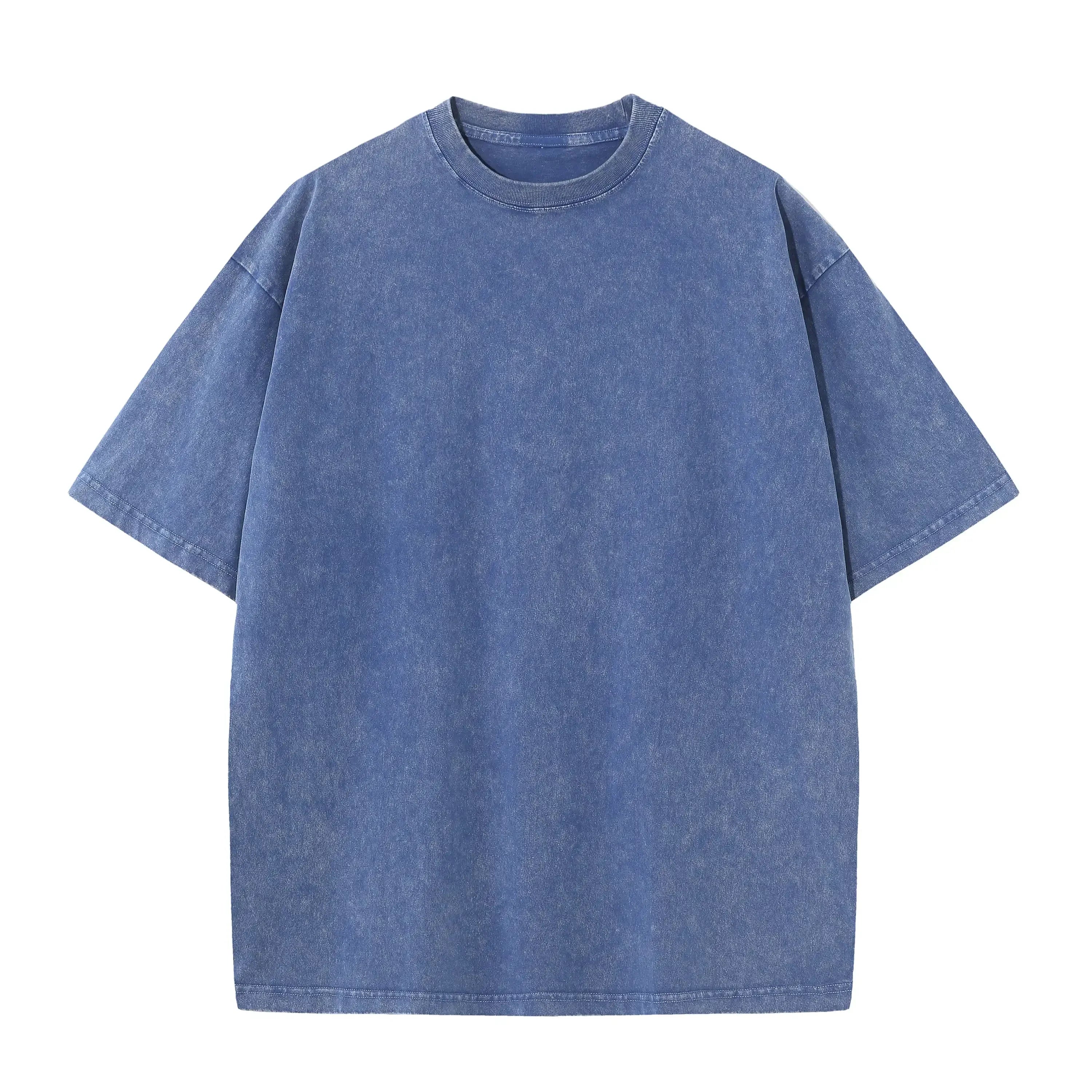 230G Cotton American Large Size T Shirts Men Summer Vintage Clothes Washed Tees Casual Short Sleeve Basic Male Tops - Live Store 4U