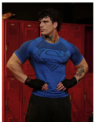 2025 New style Men's High Elastic Quick Dry Sports Shark T-Shirt Tight Workout Breathable Summer Gym Trendy Short sleev - Live Store 4U