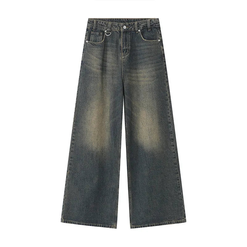 IEFB Summer Men's Denim Pants Old Blue Washed Male Jeans Straight Casual Menwear Loose Wide Leg Trousers New Fashion 9C354 - Live Store 4U