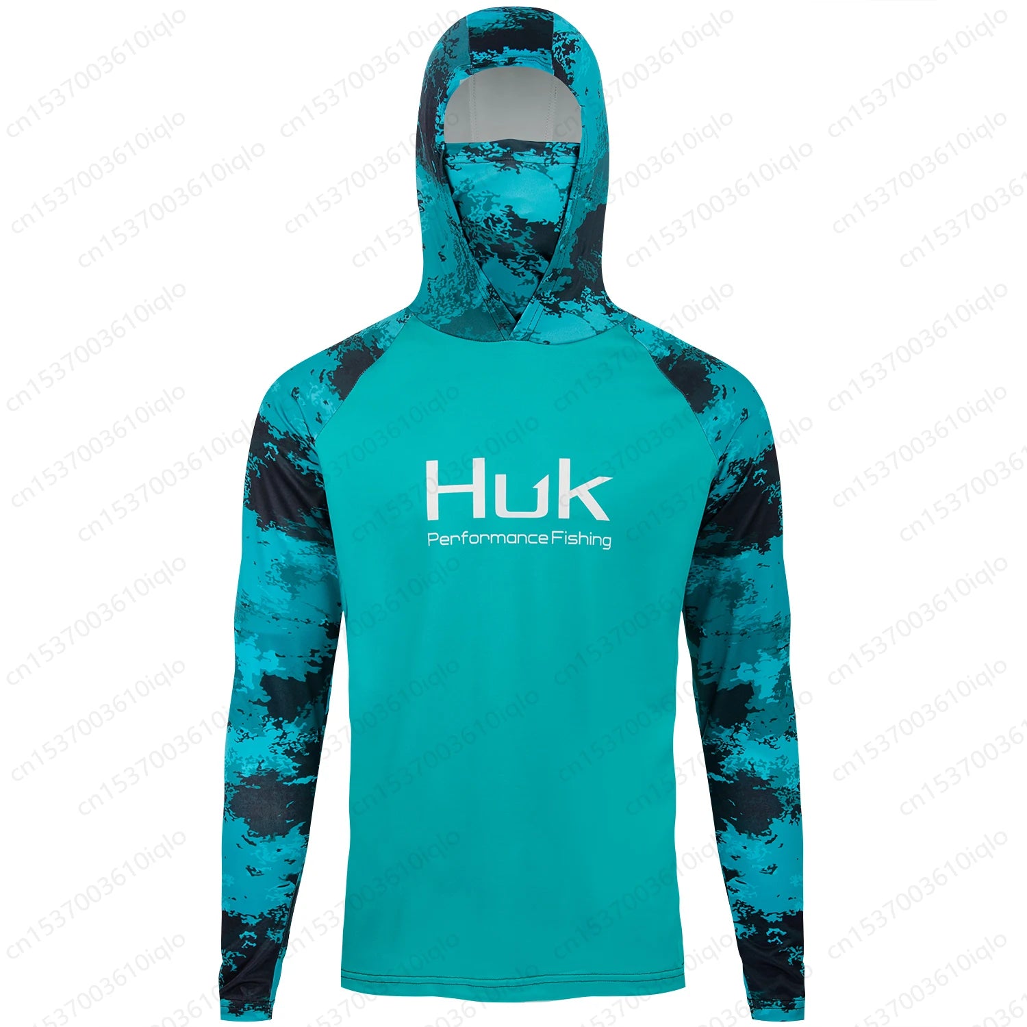 HUK UPF 50+ Long Sleeve Hooded Face Cover Fishing Shirts Quick Dry Sweatshirts Breathable UV Protection Men Fishing Jerseys - Live Store 4U