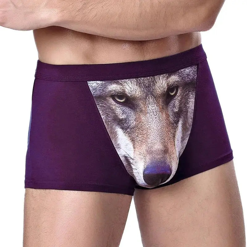 Boxer Men Underpants Modal Men's Wolf Eagle Panties Cartoon Animal Funny Hombre U Pouch Bulge Underwear Men Lingerie Gift