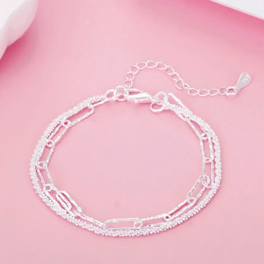Fine 925 Sterling Silver Noble Nice Chain Solid Bracelet for Women Men Charms Party Gift Wedding Fashion Jewelry Hot Model - Live Store 4U