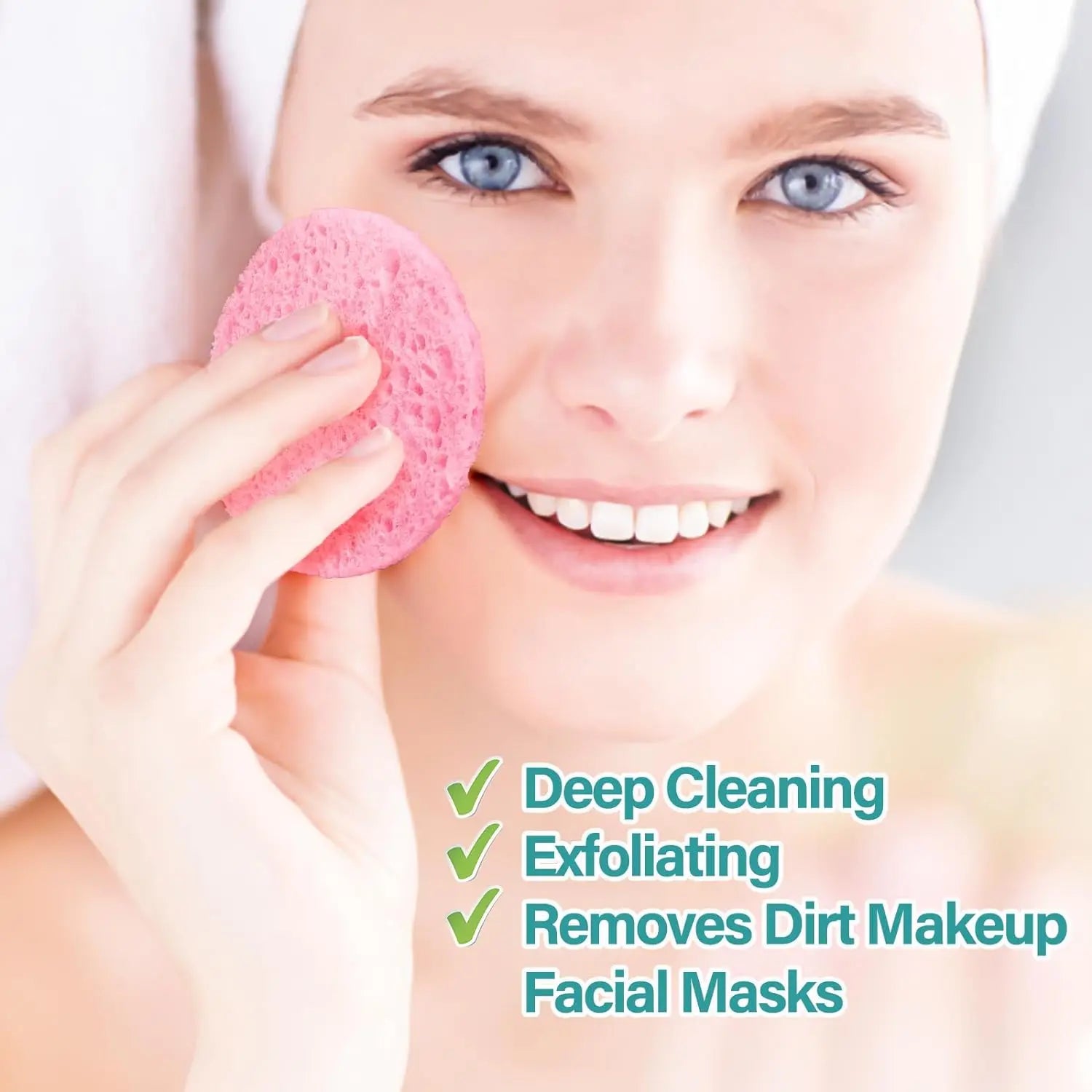 50PCS Face Cleaning Sponge Pad for Exfoliator Mask Facial SPA Massage Makeup Removal Thicker Compress Natural Cellulose Reusable