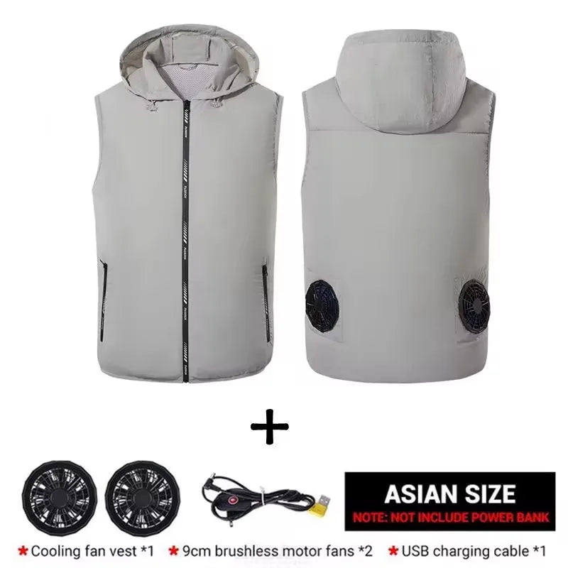 Summer Sport Fan Air Condition Cool Man Woman Travel Ultralight Brand Outdoor Vest Clothes Jacket Sun Windbreaker Fishing Worker - Live Store 4U