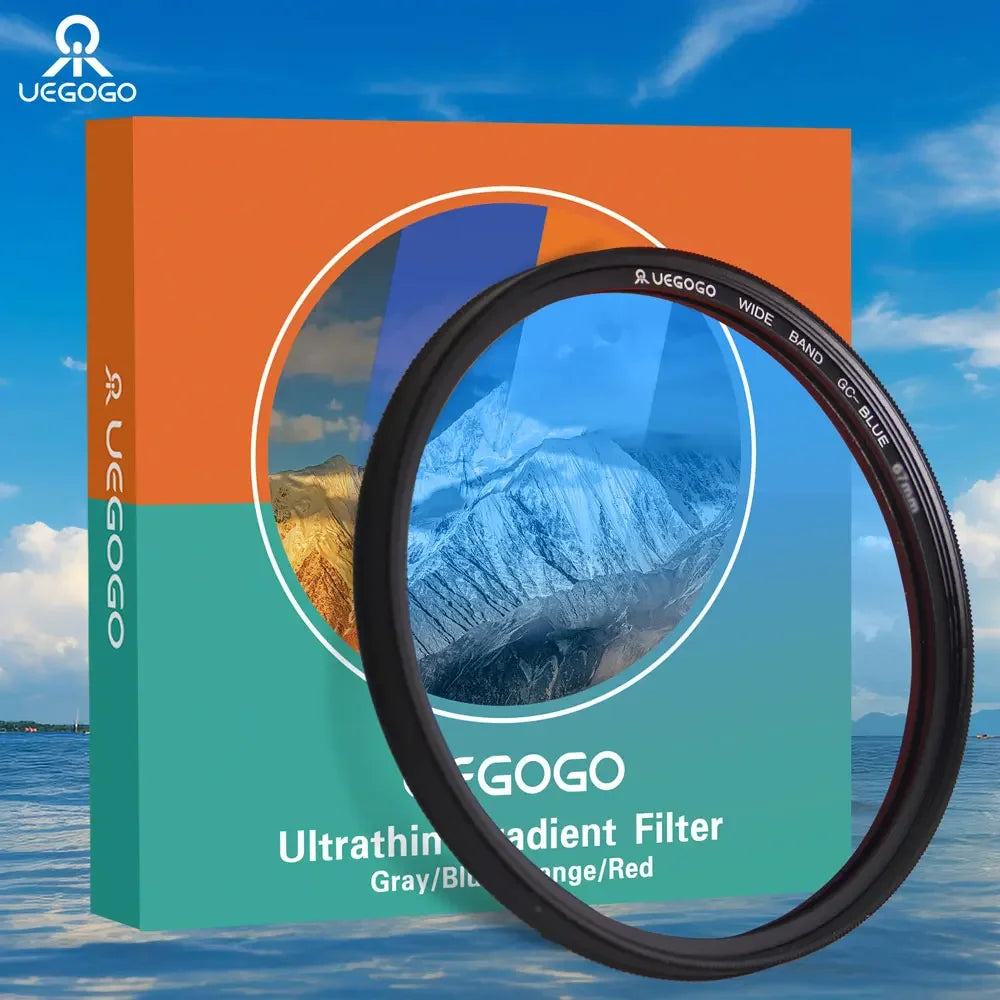 UEGOGO Lens Filter Waterproof Gradual Color Lens Filter Graduated Gray for Canon Sony Camera Lens 52 55 58 62 67 72 77 82mm Size