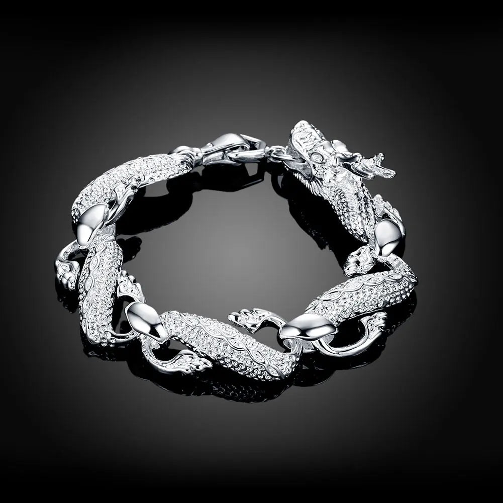 Noble 925 Sterling Silver Square Solid Chain Bracelet For Women Men Charm Party Gift Wedding Fashion Jewelry - Live Store 4U