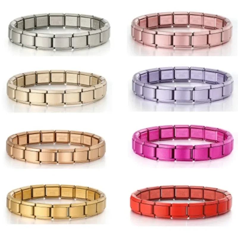 2025 New Men and Women Starry Colors 18 Pieces Italian Charm Fit 9mm Stainless Steel Modular Bracelet Wholesale Jewelry - Live Store 4U
