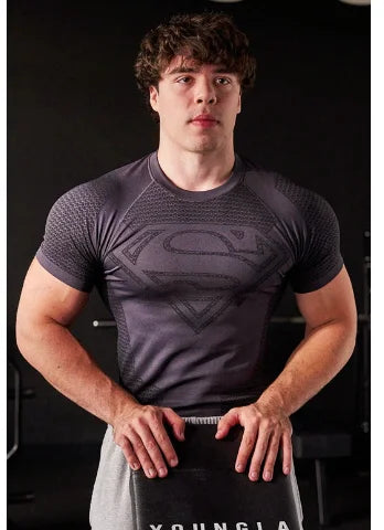 2025 New style Men's High Elastic Quick Dry Sports Shark T-Shirt Tight Workout Breathable Summer Gym Trendy Short sleev - Live Store 4U