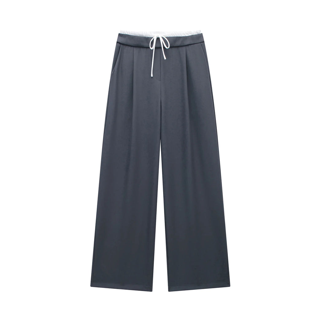 Willshela Women Fashion Solid Lace Up Side Zipper Straight Pants Vintage High Elastic Waist Female Chic Lady Trousers - Live Store 4U