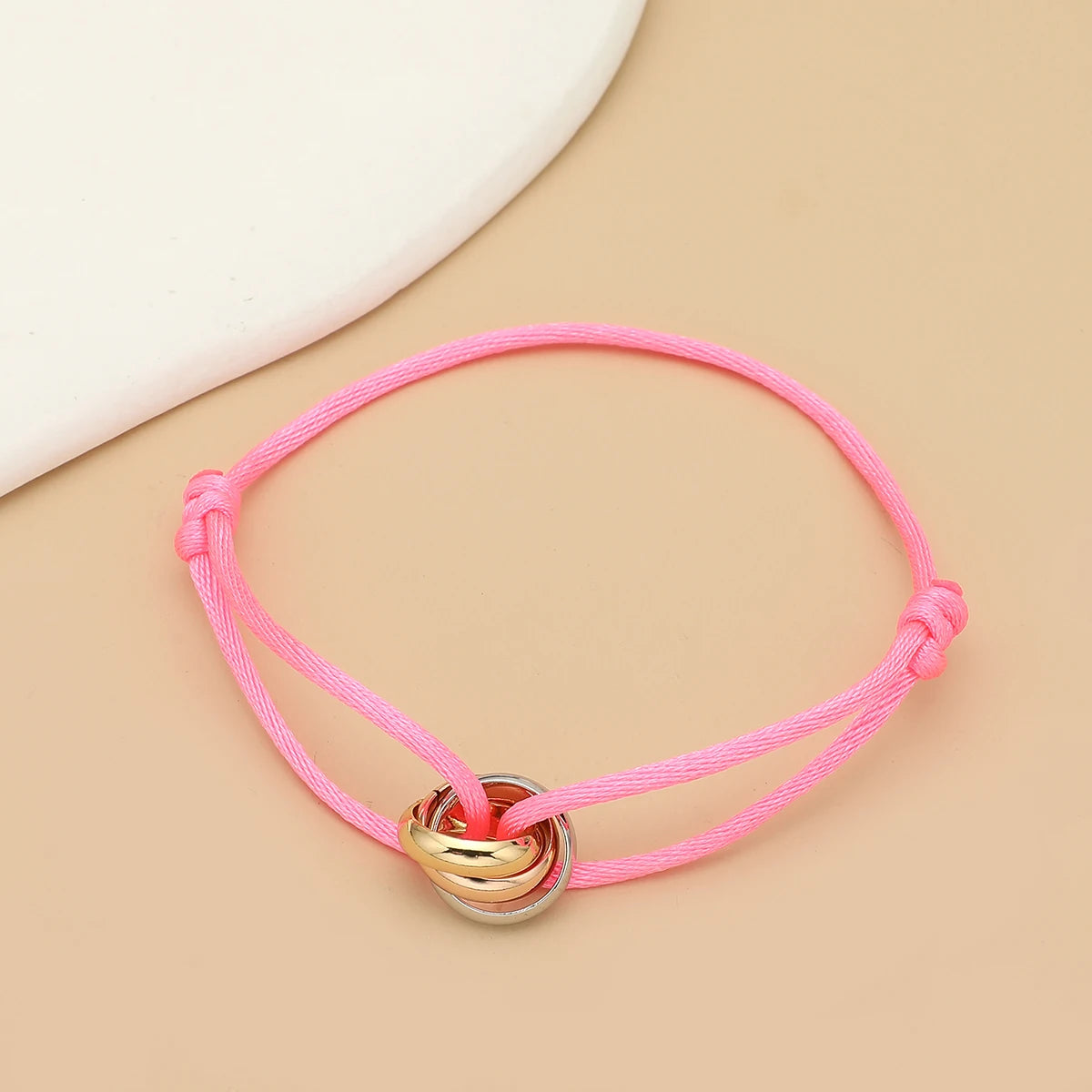 Simple Fashion Unisex Bracelet 3 Metal Round Circle Accessory Adjustable Men's Rope Bracelet for Women Jewelry Gifts - Live Store 4U