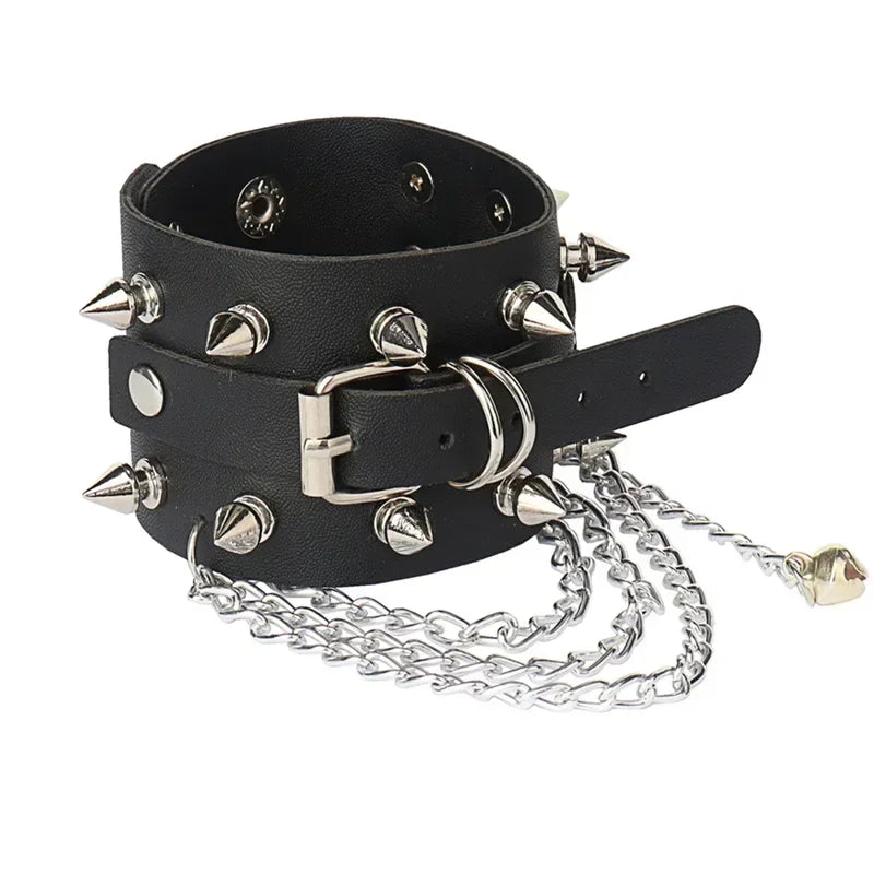 Punk Hip Hop Rock PU Leather Bracelet Unisex Trendy Chain Skull Pentagram Rivet Bracelet Party Jewelry Accessories - Live Store 4U