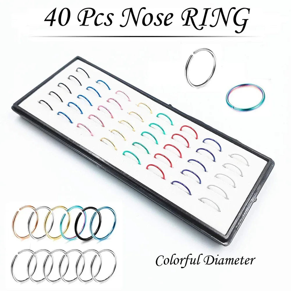 Fashion Crystal Stainless Steel Nose Stud Piercing for Women Hypoallergenic 1.8mm Nose Ring Straight/L/Screw Shaped Body Jewerly