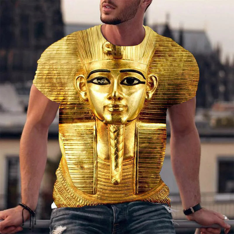 Ancient Egyptian Pharaoh 3D Print T-Shirts Men Women Summer Short Sleeve T Shirt Oversized Tees Harajuku Y2k Tops Kids Clothing