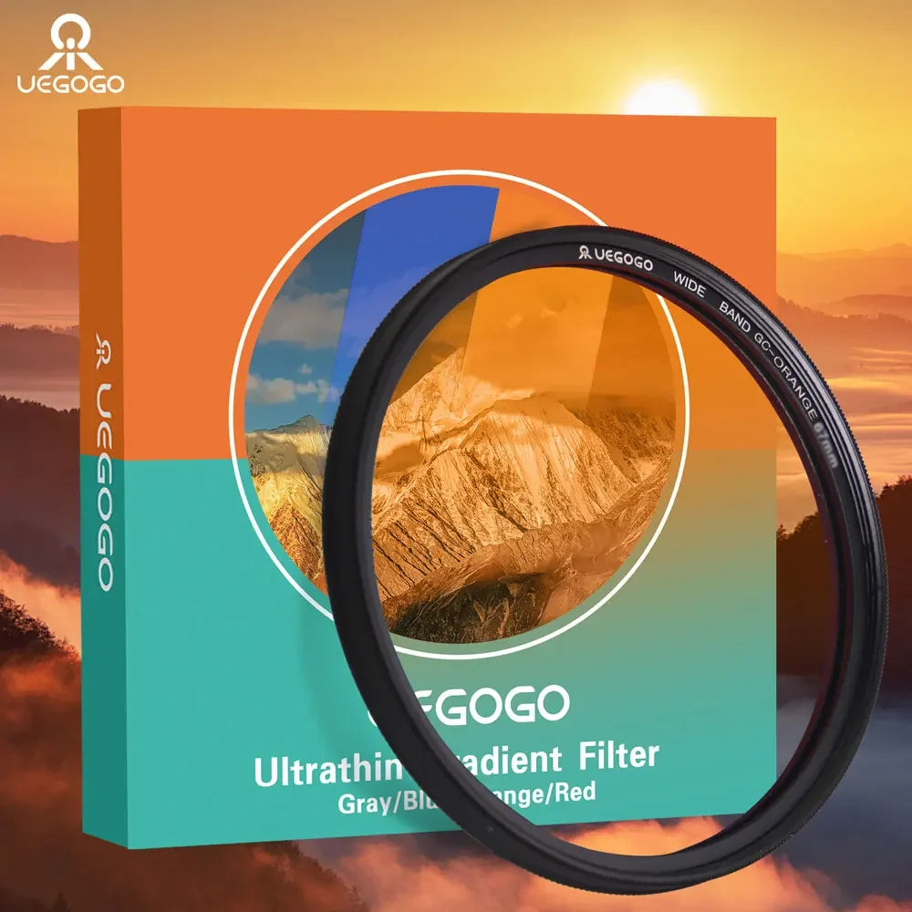UEGOGO Lens Filter Waterproof Gradual Color Lens Filter Graduated Gray for Canon Sony Camera Lens 52 55 58 62 67 72 77 82mm Size