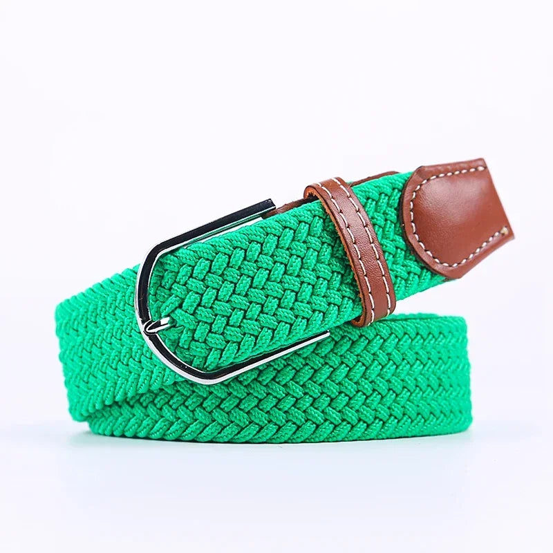 107/120/130cm UNISEX Casual Knitted Pin Buckle Women Belt Woven Canvas Elastic Expandable Braided Stretch Jeans Belts for Men - Live Store 4U