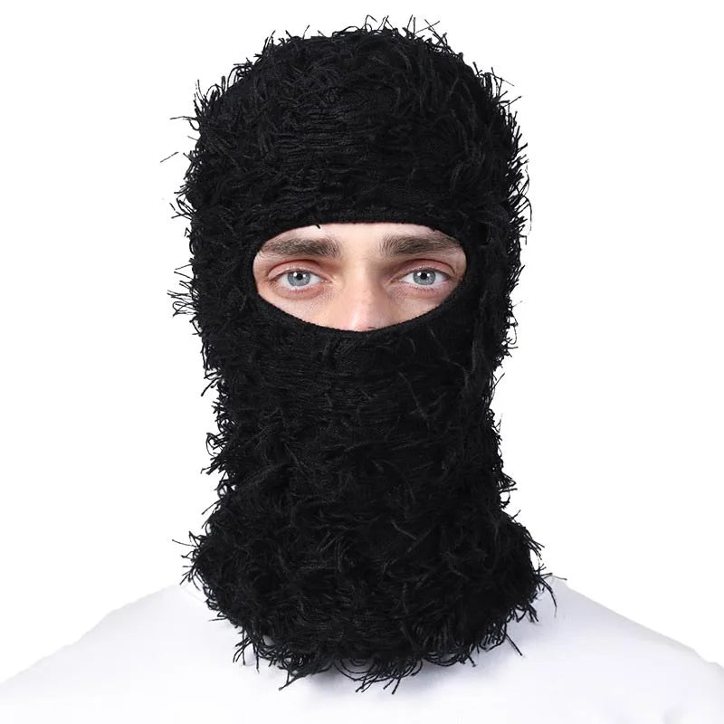 Balaclava Distressed Knitted Full Face Ski Mask for Men Women Beanies Hats Skullies Camouflage Winter Warm Bonnet Windproof Hats - Live Store 4U