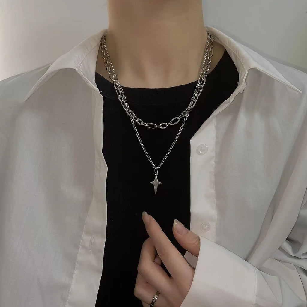 Simple Trendy Star Hollow Choker Necklace Pendant Neck Jewelry Accessories Women Men's Fashion Party Chain Necklace - Live Store 4U