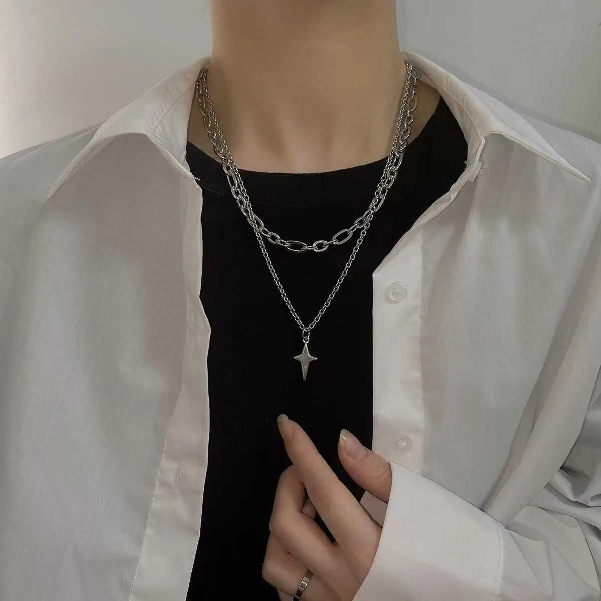 Simple Trendy Star Hollow Choker Necklace Pendant Neck Jewelry Accessories Women Men's Fashion Party Chain Necklace - Live Store 4U