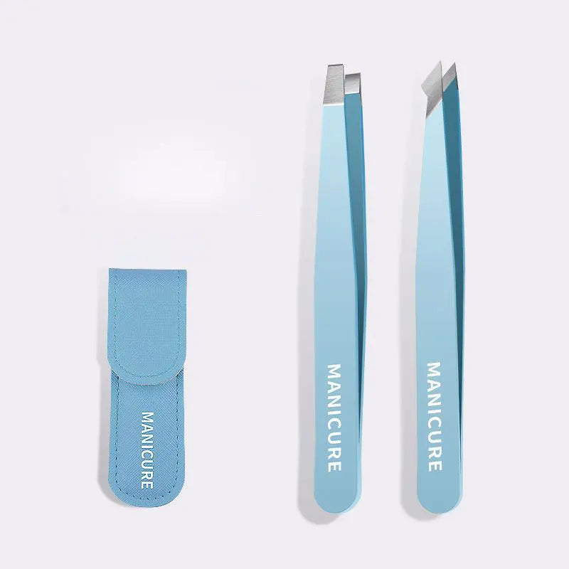 HUAZDS Eyebrow Tweezer Colorful Hair Beauty Fine Hairs Puller Stainless Steel Slanted Eye Brow Clips Removal Makeup Tools