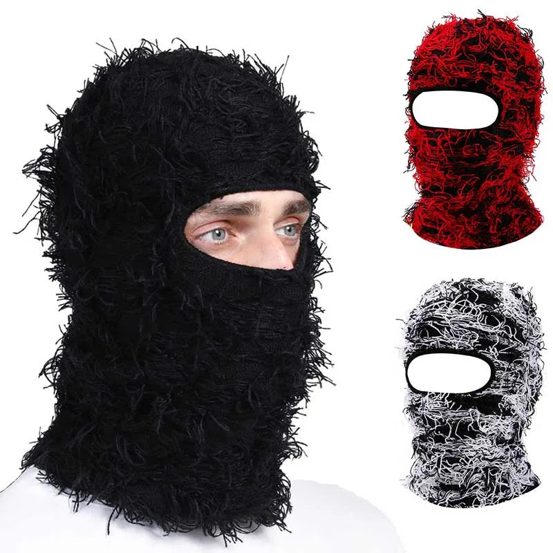 Balaclava Distressed Knitted Full Face Ski Mask for Men Women Beanies Hats Skullies Camouflage Winter Warm Bonnet Windproof Hats - Live Store 4U