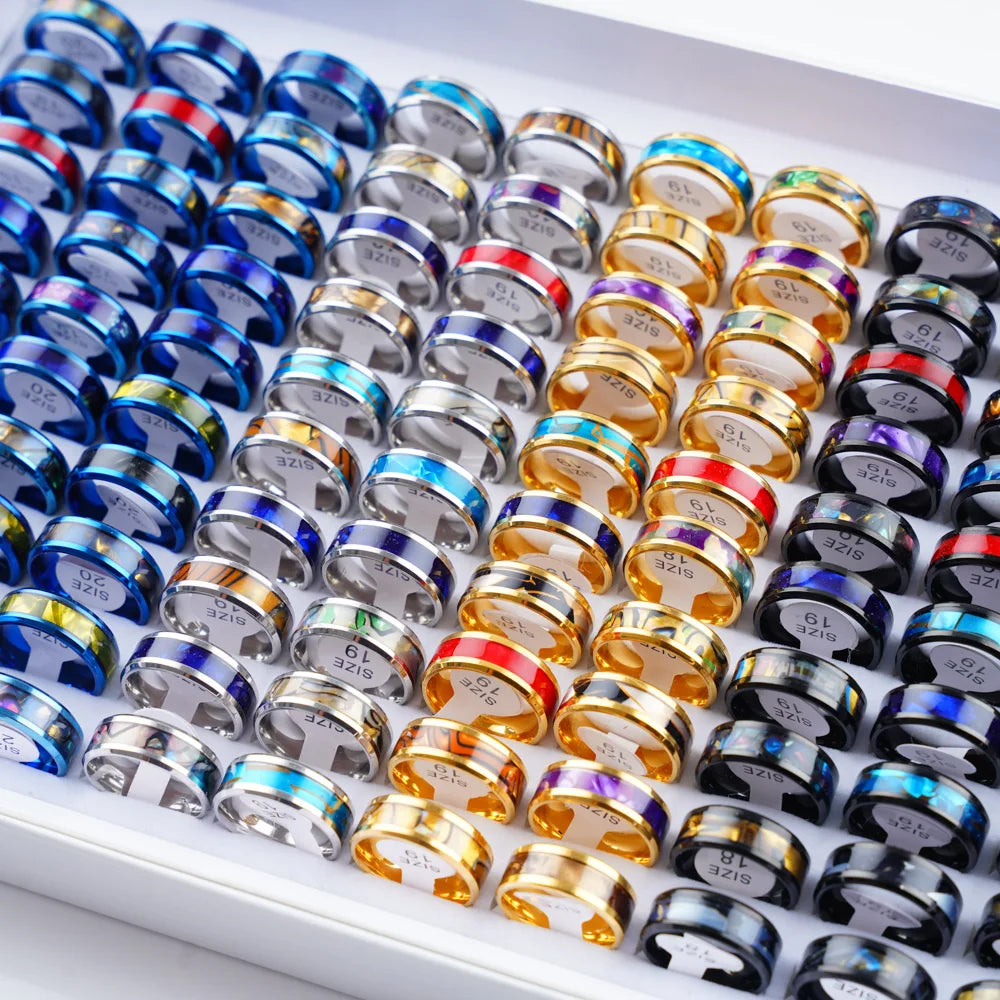 10pcs/lot Wholesale Fashion Simple Stainless Steel Ring For Men Women Beautiful Trendy Punk Jewelry Vintage Birthday Party Gifts - Live Store 4U
