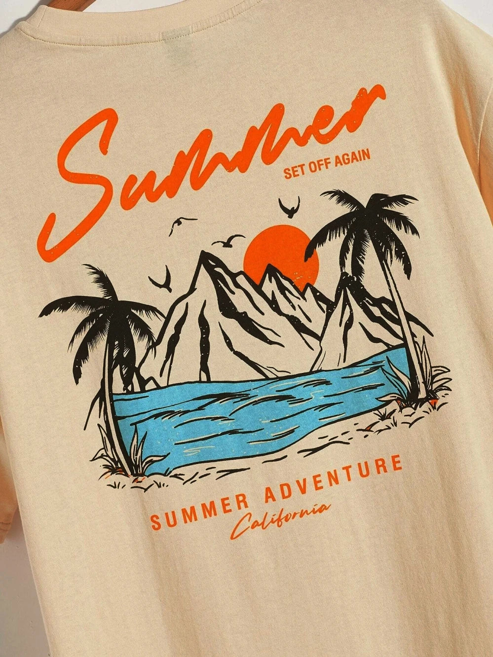 Summer Set Off Again Adventure California Mens T-Shirt Cotton Loose Tee Clothing Fashion Sweat Clothes Oversized Summer Tops - Live Store 4U